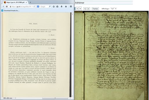 Les transcriptions éditées des Registres du Conseil (1409-1536) disponibles en ligne avec OCR