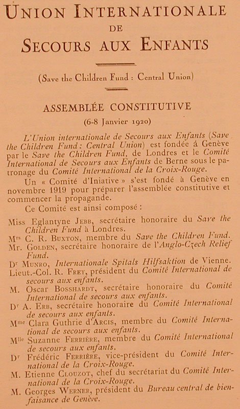 AEG, Archives de l'Union internationale de secours aux enfants, 2.1