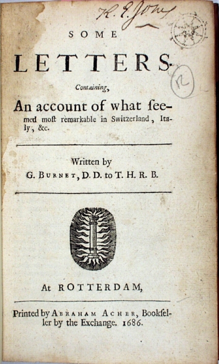 "Some letters...", G. Burnet, Rotterdam, 1686 