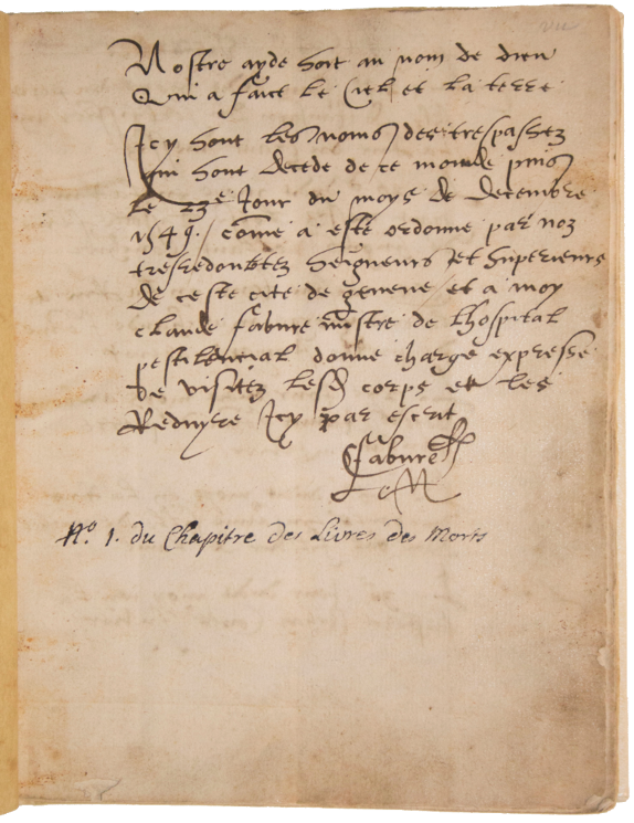 Premier registre des morts (1549)
