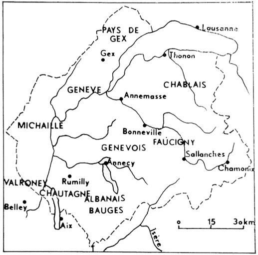 La grande Regio gebennensis médiévale (d'après Blondel)