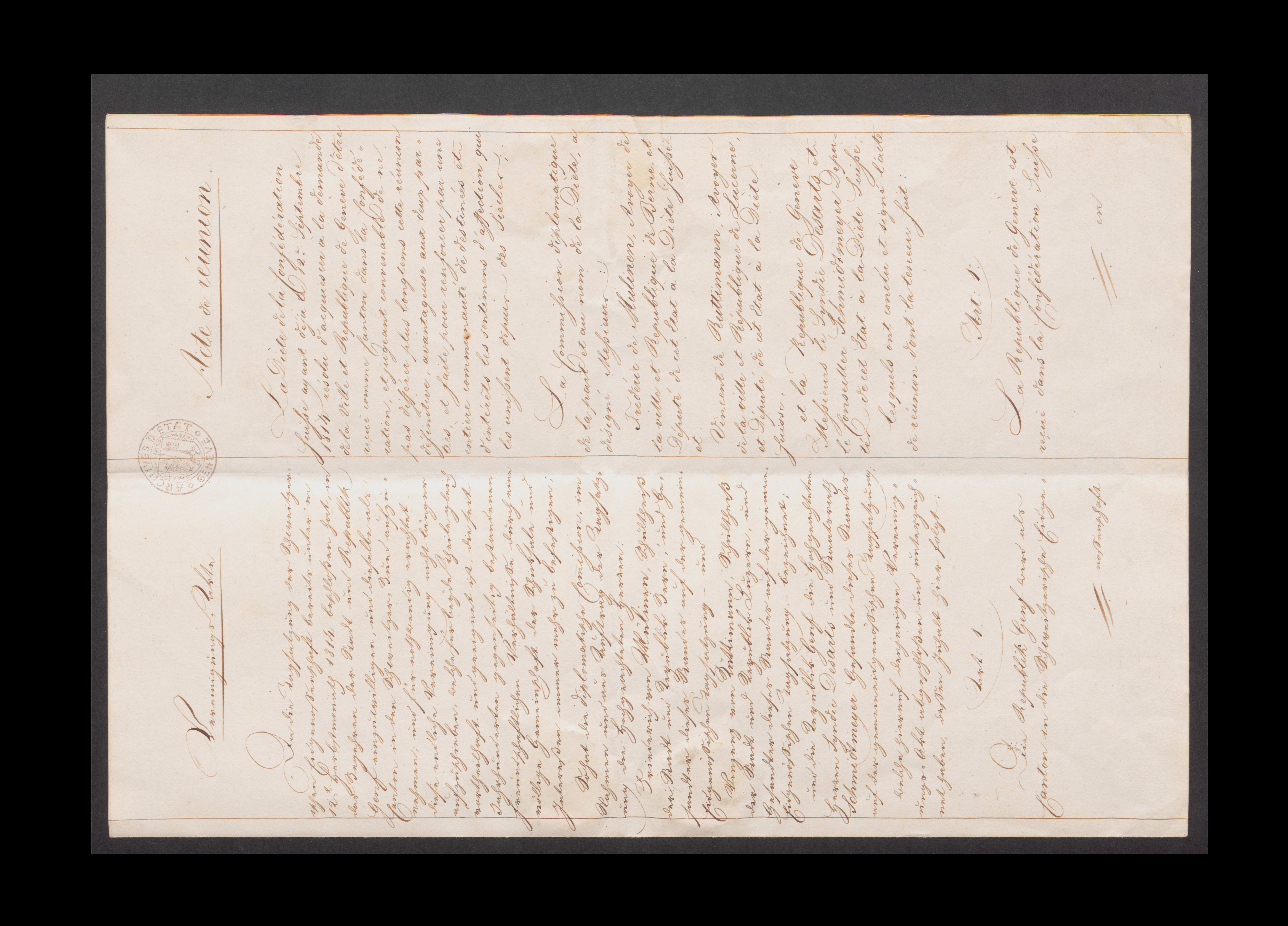 Midi des Archives du 30 mai 2025: L’entrée de Genève dans la Confédération (1814-1815)